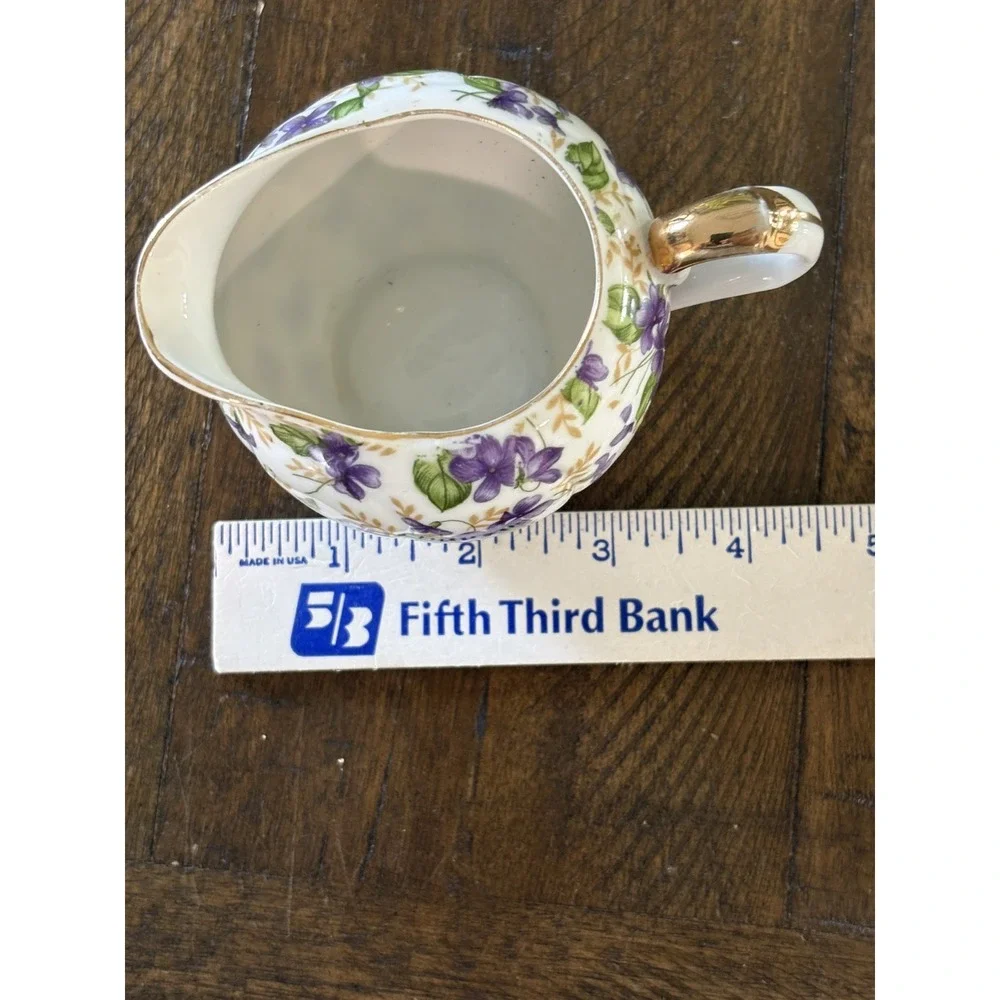 VTG Forget me Not or Violet petite creamer gold accents Japan Cottage Garden